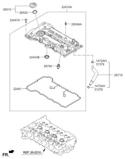 2015 Kia Forte Koup  Gasket-Rocker Cover Diagram for 224412E210