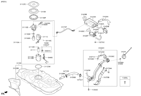 2015 Kia Forte Koup  Bracket Assembly-Canister Suppt Diagram for 314263X400