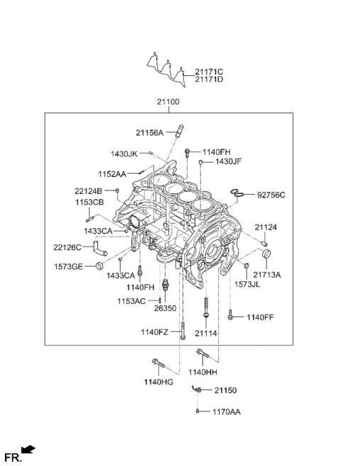 2014 Kia Forte  Block Assembly-Cylinder Diagram for 211002E050