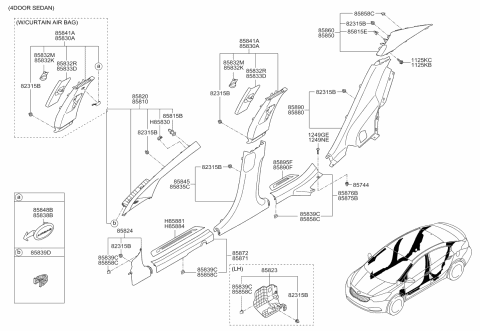 2014 Kia Forte Trim Assembly-Rear Wheel House Diagram for 85890A7000WK