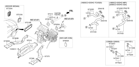 2014 Kia Forte  Clip-Hose Diagram for 973182G200