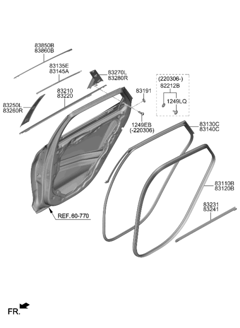 2022 Kia K5  W/STRIP Assembly-Rr Dr S Diagram for 83130L3000