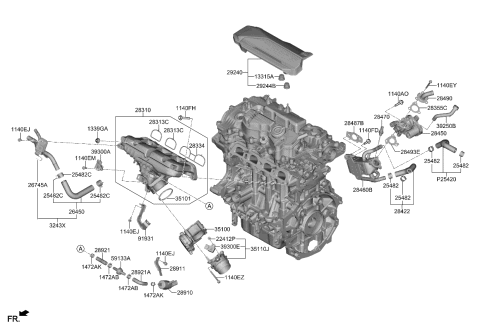 2022 Kia K5  Engine Cover Assembly Diagram for 292402M800