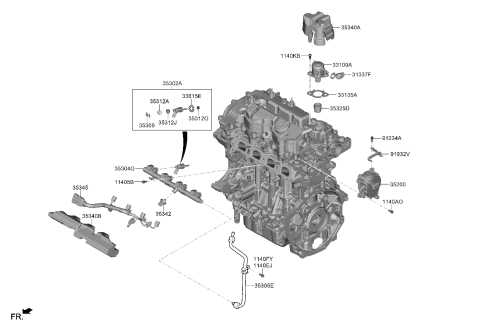 2022 Kia K5  Clip-Fuel Injector Diagram for 353092M400
