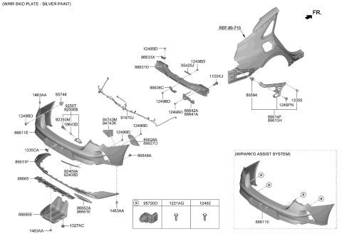 2022 Kia K5  SKID Plate-Rr Bumper Diagram for 86671L3400
