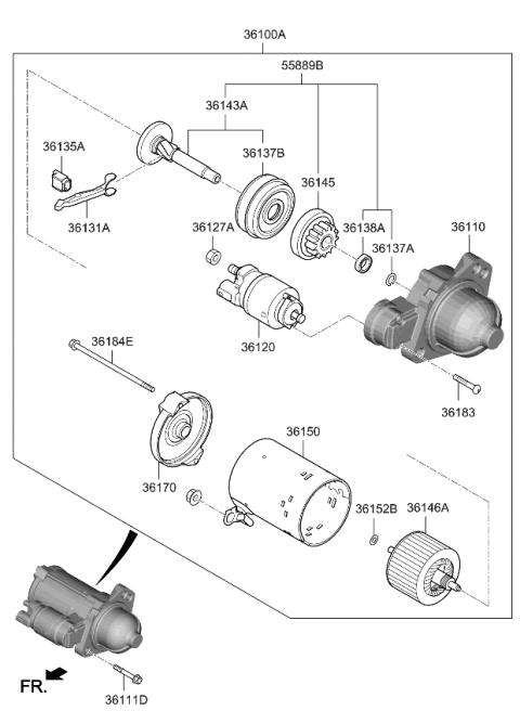 2023 Kia K5  GEAR-STARTER REDUCTI Diagram for 361402M400