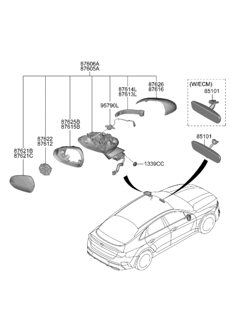 2021 Kia K5  Housing Cover-O/S Rr Diagram for 87615L2000