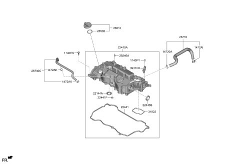 2022 Kia K5  Cap-Oil Filler Diagram for 265102M010