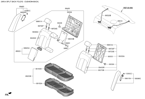2021 Kia K5  Rear Seat Back Covering Diagram for 89460L3100HS1