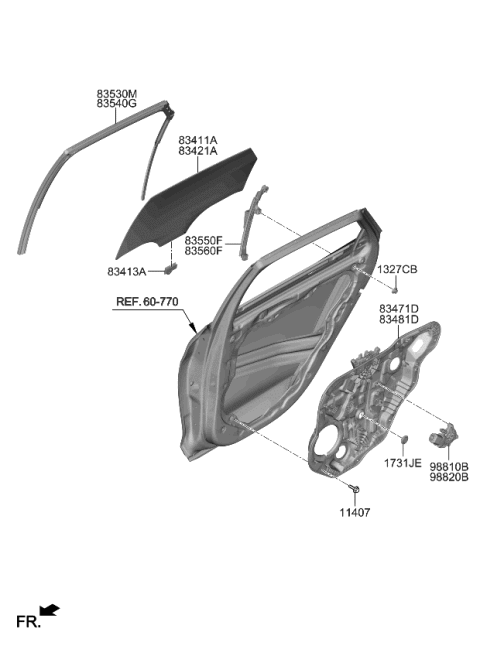 2022 Kia K5  Glass-Rear Door Wind Diagram for 83411L3000