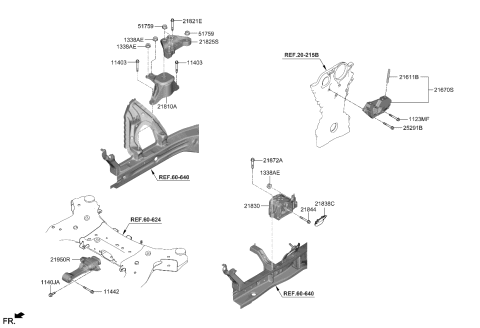 2022 Kia K5  Engine Mounting Bracket Assembly Diagram for 216702S100