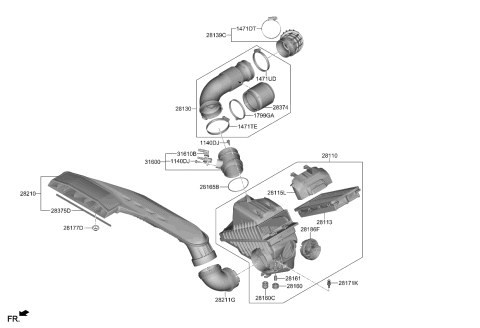 2023 Kia K5  HOSE-AIR INTAKE (B) Diagram for 28139L1600