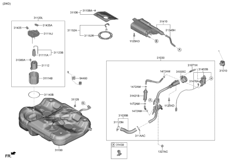2023 Kia K5  Hose-Fuel Filler Diagram for 31036L0000