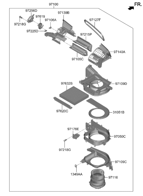 2024 Kia K5 Case-Intake, UPR Diagram for 97121L1100