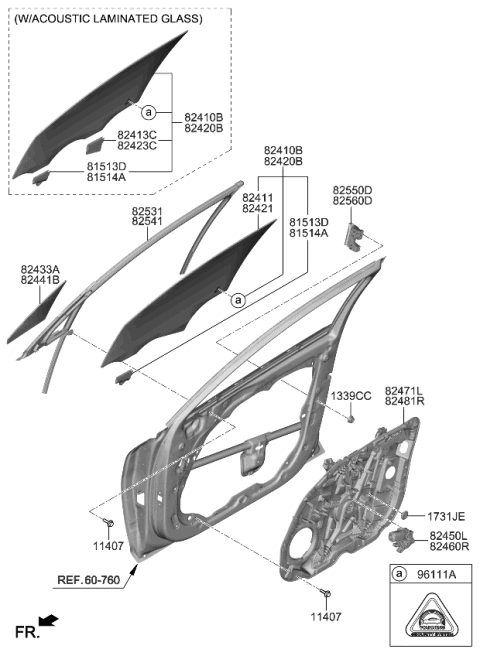 2022 Kia K5  Glass-Front Door Win Diagram for 82421L3000