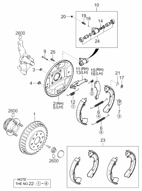 2000 Kia Spectra  Drum-Brake Diagram for 0K20126251B