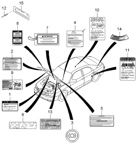 2000 Kia Spectra  Label-Emission Diagram for 324502Y100