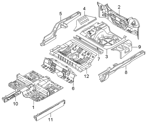 2000 Kia Spectra SILL-Side, Inner, RH Diagram for 0K2AA53950B