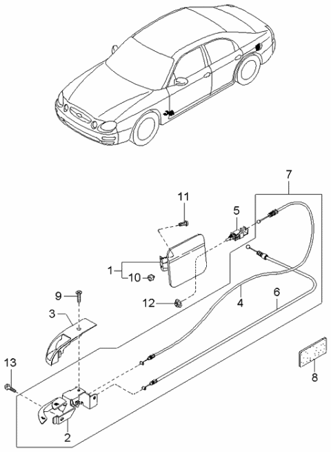 2003 Kia Spectra Lever-Opener Diagram for 0K2A156860