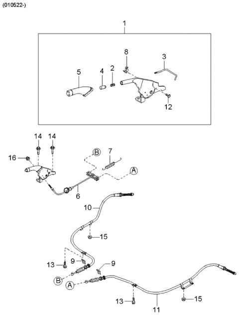 2003 Kia Spectra  Cable-Parking Rear, RH Diagram for 0K2A144410F