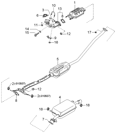 2004 Kia Spectra  Pressure Silencer Assembly Diagram for 0K2NB40300E
