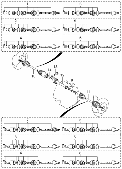 2000 Kia Spectra  Shaft Assembly-Drive, LH Diagram for 0K2NB25600
