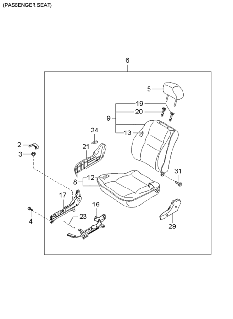 2000 Kia Spectra  Back-Front Seat, RH Diagram for 3K2SR88130902