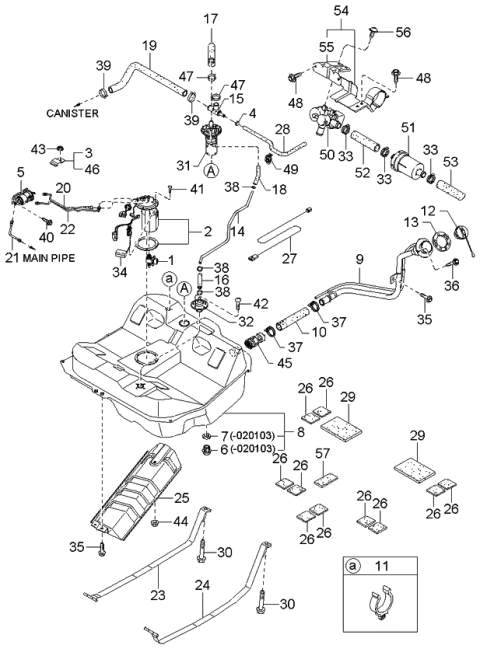 2002 Kia Spectra  Bolt-Flange Diagram for K997200616B