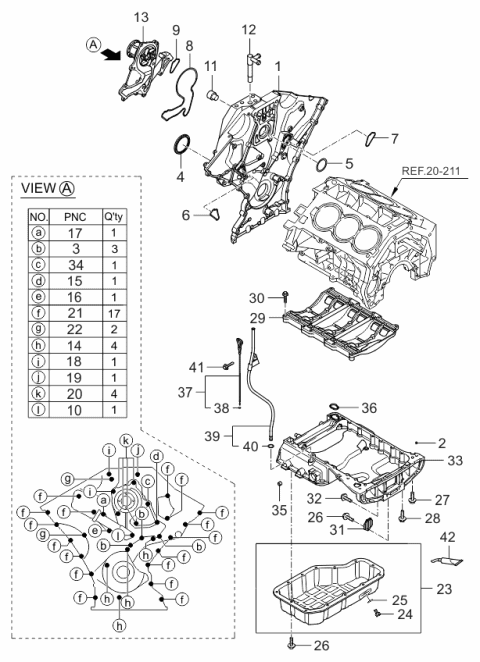 2006 Kia Sorento  Oil Level Gauge Rod Assembly Diagram for 266113C502