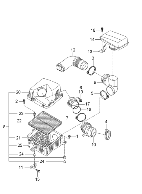 2006 Kia Sorento  Cover-Air Cleaner Diagram for 281113E500
