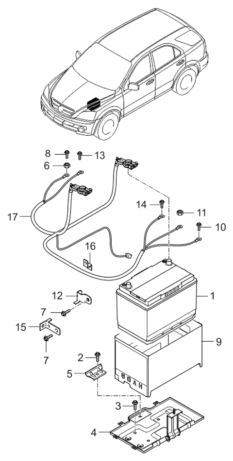 2006 Kia Sorento  Insulation Pad-Battery Diagram for 371123E800