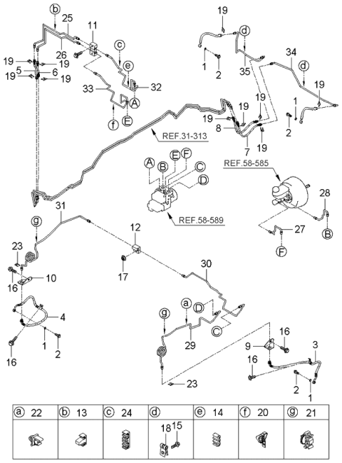2006 Kia Sorento  Clip-Brake Fluid Line Diagram for 587522D400