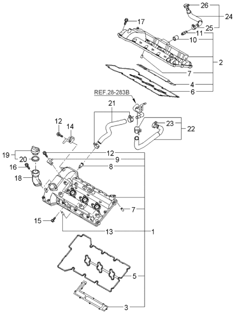 2006 Kia Sorento  Plate-Breather, RH Diagram for 224033C120