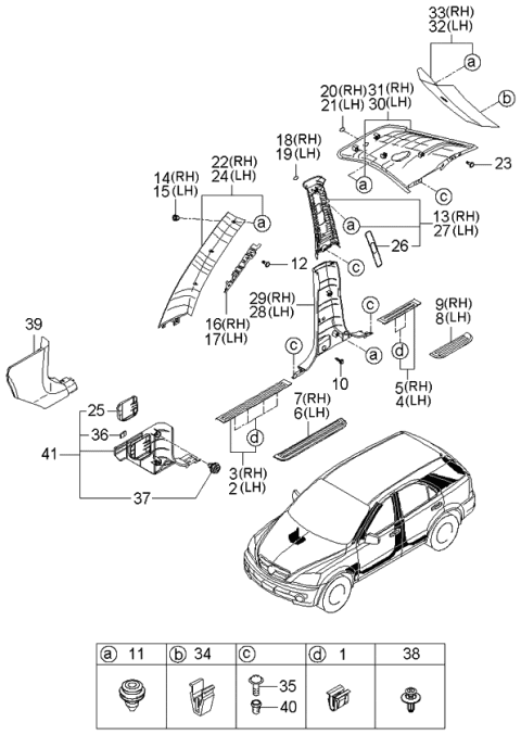 2006 Kia Sorento Locking Hook Diagram for 0K53A68114FC