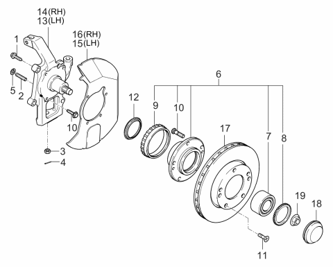 2006 Kia Sorento  Disc-Front Wheel Brake Diagram for 517123E700