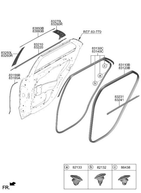 2023 Kia Niro EV  CLIP-WEATHERSTRIP MT Diagram for 82133GI000