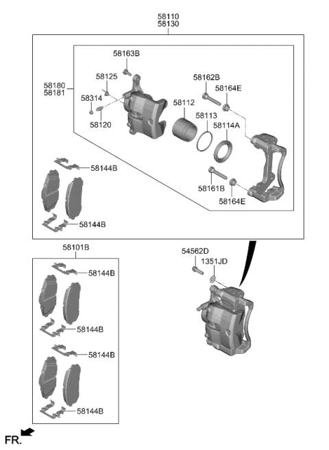 2024 Kia Niro EV  CALIPER KIT-BRAKE, LH Diagram for 58180AOA00