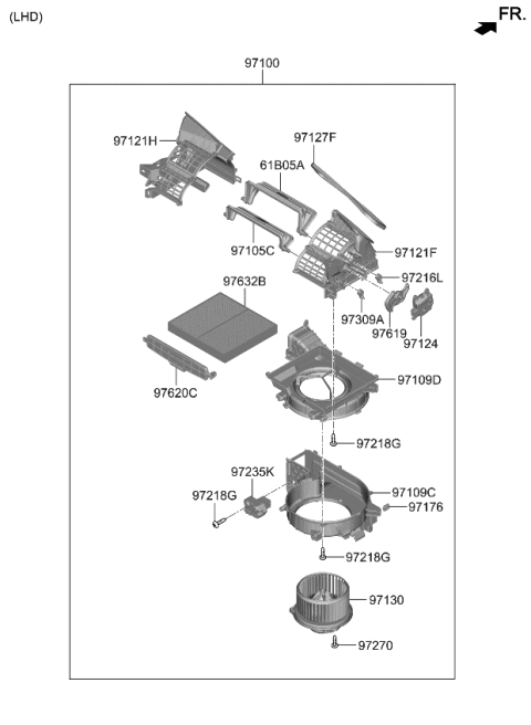 2024 Kia Niro EV  COVER ASSY-AIR FILTE Diagram for 97129N9000