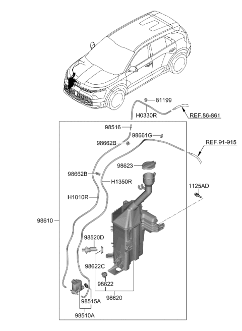 2024 Kia Niro EV  RESERVOIR ASSY-W/SHL Diagram for 98611AT100