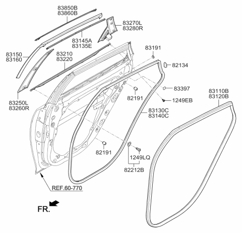 2017 Kia Optima  Clip-Door Opening WEATHERSTRIP Diagram for 82134D1000