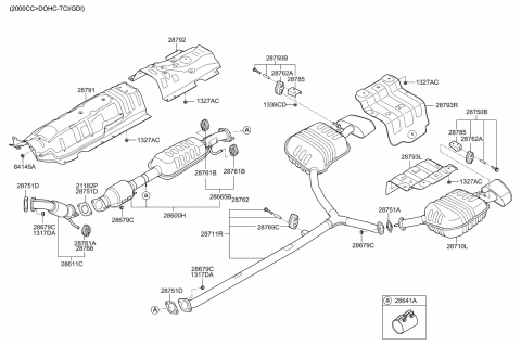 2017 Kia Optima  Center Muffler Complete Diagram for 28600C2400
