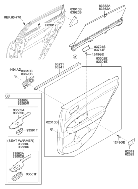 2018 Kia Optima  Hook-Rear Door Curtain Diagram for 83912A4000