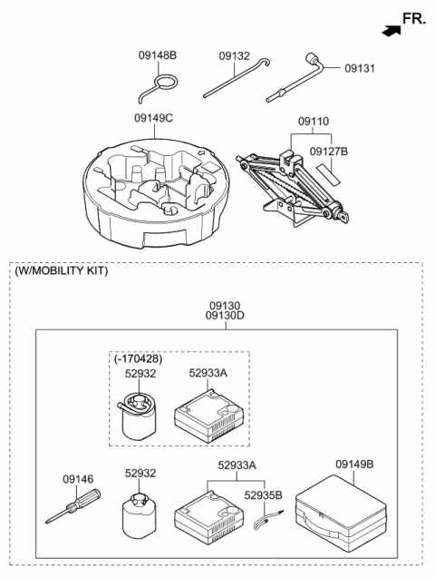 2017 Kia Optima  Tool Set-OVM Diagram for 09130D4020