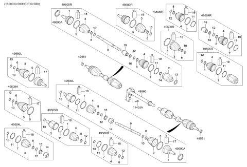 2016 Kia Optima  Shaft Assembly-Drive, LH Diagram for 49500D4200