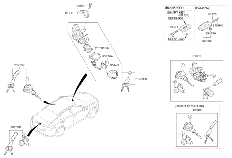 2016 Kia Optima  Keyless Entry Transmitter Assembly Diagram for 95430D4000
