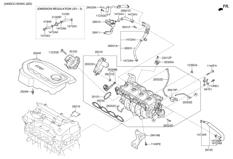 2017 Kia Optima  HOSE & CHAMBER ASSY Diagram for 289212GGA7