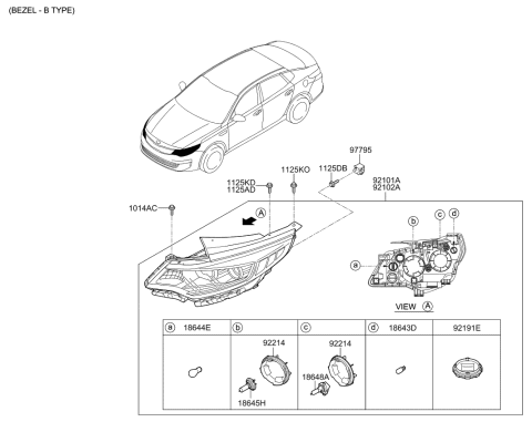 2016 Kia Optima Headlamp Dust Cap Diagram for 92140E6200