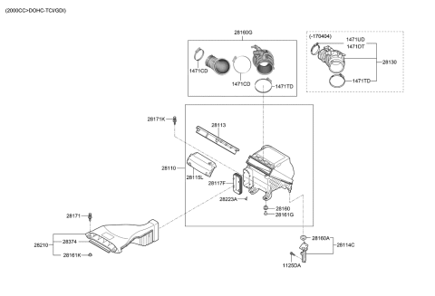2018 Kia Optima  Duct Assembly-Air Diagram for 28210D4500