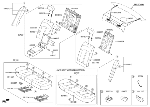 2017 Kia Optima  Back Assembly-Rear Seat Side Diagram for 89395D5010A3A