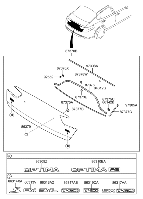2017 Kia Optima Pad-Back Panel MOULD Diagram for 87378D5000